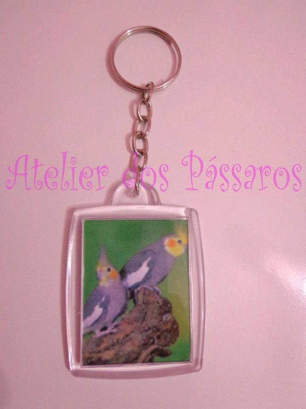 Chaveiro de Acrílico - Casal de Calopsitas Silvestre