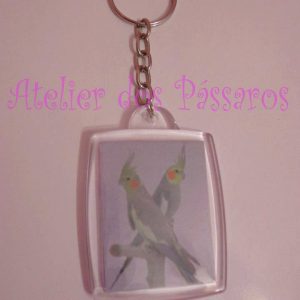 Chaveiro de Acrílico - Casal de Calopsitas Canela