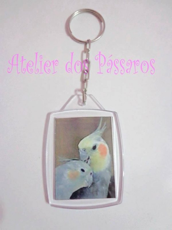Chaveiro de Acrílico - Casal de Calopsitas Silvestre 3