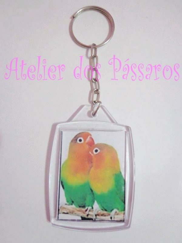 Chaveiro de Acrílico - Casal de Agapornis Fisher